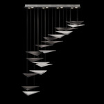 Volo Linear Multi Light Pendant - Silver Leaf / Smoke Hammered
