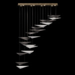 Volo Linear Multi Light Pendant - Soft Gold / Smoke Hammered