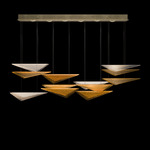 Volo Rectangular Multi Light Pendant - Soft Gold / Amber Hammered
