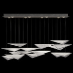 Volo Linear Multi Light Pendant - Silver Leaf / Clear Hammered