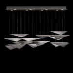 Volo Linear Multi Light Pendant - Silver Leaf / Smoke Hammered