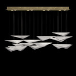 Volo Linear Multi Light Pendant - Soft Gold / Clear Hammered