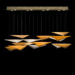 Volo Linear Multi Light Pendant - Soft Gold / Amber Hammered
