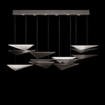Volo Rectangular Multi Light Pendant - Silver Leaf / Smoke Linear