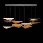 Volo Rectangular Multi Light Pendant - Silver Leaf / Amber Linear
