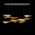 Volo Rectangular Multi Light Pendant - Silver Leaf / Amber Hammered
