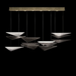 Volo Rectangular Multi Light Pendant - Soft Gold / Smoke Linear