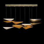 Volo Rectangular Multi Light Pendant - Soft Gold / Amber Linear