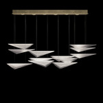 Volo Rectangular Multi Light Pendant - Soft Gold / Clear Hammered
