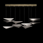 Volo Rectangular Multi Light Pendant - Soft Gold / Smoke Hammered