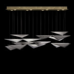 Volo Linear Multi Light Pendant - Soft Gold / Smoke Hammered