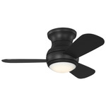 Orbis Hugger Ceiling Fan with Light - Midnight Black / Midnight Black / Frosted