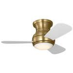 Orbis Hugger Ceiling Fan with Light - Satin Brass / Matte White / Frosted