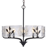 Bloem Pendant - Black / Clear Hammered Glass