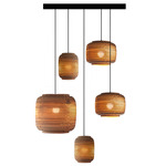 Ausi Mixed Cluster Circular Scraplight Pendant - Black / Natural