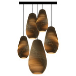 Drop Cluster Circular Scraplight Pendant - Black / Natural