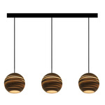 Moon Linear Scraplight Pendant - Black / Natural