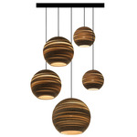 Moon Mixed Cluster Circular Scraplight Pendant - Black / Natural