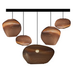 Pebble Mixed Linear Scraplight Pendant - Black / Natural