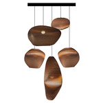 Pebble Mixed Cluster Circular Scraplight Pendant - Black / Natural