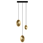 Chrona Cluster 3-Light Circular Dish Pendant - Black / Brass