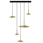 Chrona Cluster Circular Dish Pendant - Black / Brass