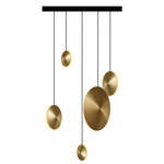 Chrona Cluster Circular Dish Pendant - Black / Brass