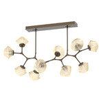 Mesa Modern Branch Linear Chandelier - Flat Bronze / Mesa Amber