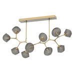 Mesa Modern Branch Linear Chandelier - Gilded Brass / Mesa Smoke