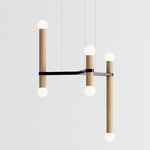 Molecule Chandelier - Black / Natural Oak