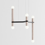 Molecule Chandelier - Black / White Oak