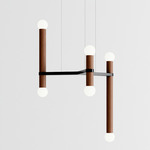 Molecule Chandelier - Black / Walnut