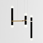 Molecule Chandelier - Brushed Brass / Black Oak