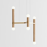 Molecule Chandelier - Brushed Brass / Natural Oak