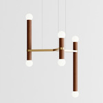 Molecule Chandelier - Brushed Brass / Walnut