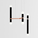 Molecule Chandelier - Brushed Copper / Black Oak