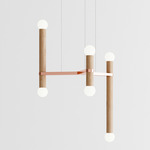 Molecule Chandelier - Brushed Copper / Natural Oak