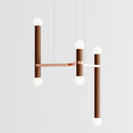 Molecule Chandelier - Brushed Copper / Walnut