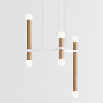 Molecule Chandelier - White / Natural Oak
