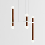 Molecule Chandelier - White / Walnut