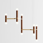 Molecule Chandelier - Brushed Brass / Walnut