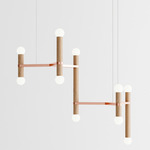 Molecule Chandelier - Brushed Copper / Natural Oak