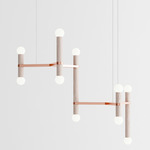 Molecule Chandelier - Brushed Copper / White Oak