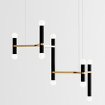 Molecule Chandelier - Brushed Stainless Steel / Black Oak