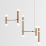 Molecule Chandelier - Brushed Stainless Steel / Natural Oak