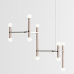 Molecule Chandelier - Brushed Stainless Steel / White Oak