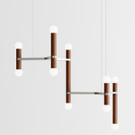 Molecule Chandelier - Brushed Stainless Steel / Walnut