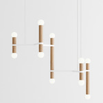Molecule Chandelier - White / Natural Oak