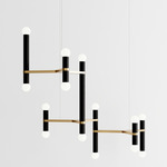 Molecule Chandelier - Brushed Brass / Black Oak