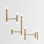 Molecule Chandelier - Brushed Brass / Natural Oak